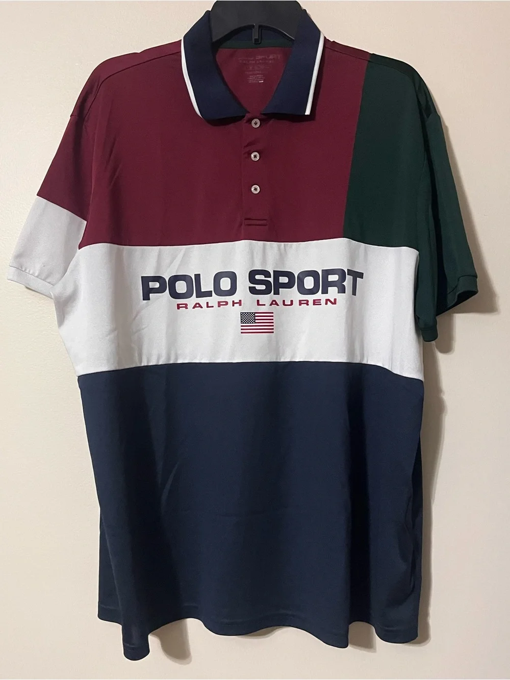 Ralph Lauren Polo Sport Colorblock Polo -Burgundy/Green/Navy/White Men’s Size XL